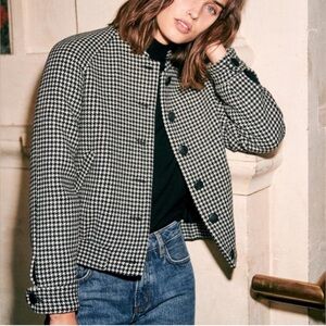 Sézane Mike Jacket in Houndstooth (Size 34, Size 2)